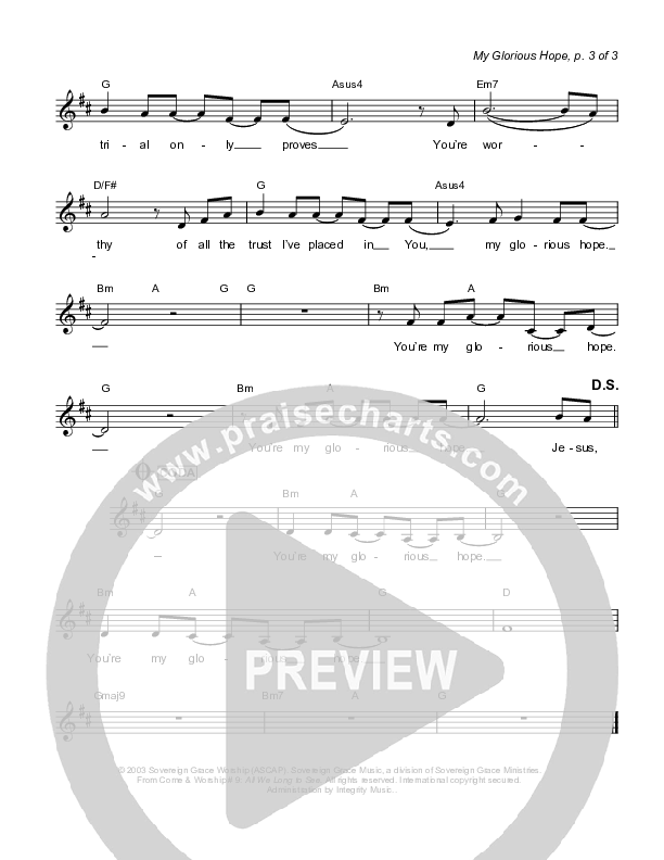 My Glorious Hope Lead Sheet (Sovereign Grace)