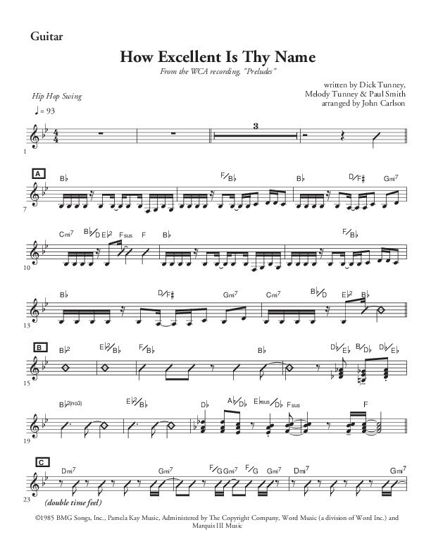 How Excellent Is Thy Name (Instrumental) Guitar (John Carlson)