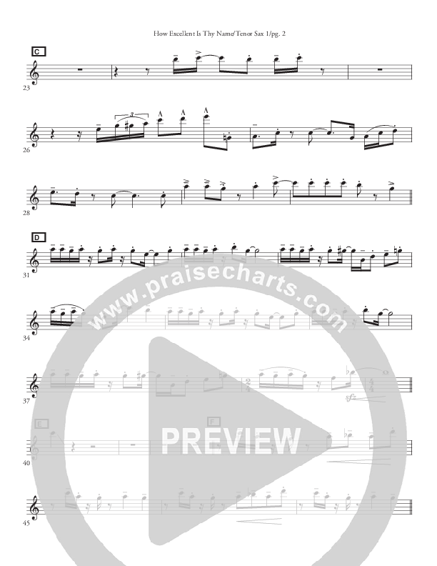 How Excellent Is Thy Name (Instrumental) Tenor Sax 1/2 (John Carlson)