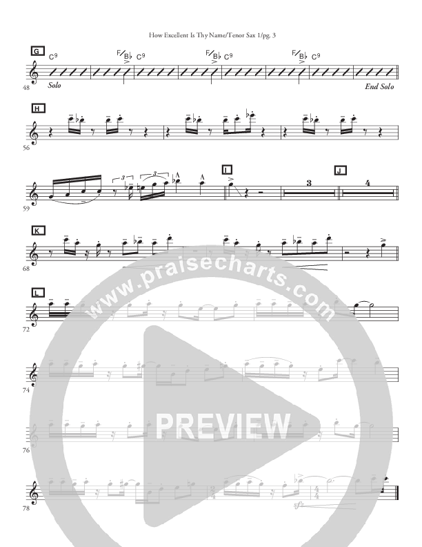 How Excellent Is Thy Name (Instrumental) Tenor Sax 1/2 (John Carlson)