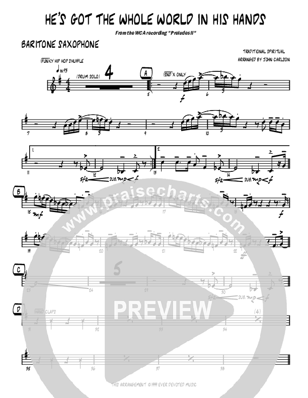 He's Got The Whole World (Instrumental) Bari Sax (John Carlson)
