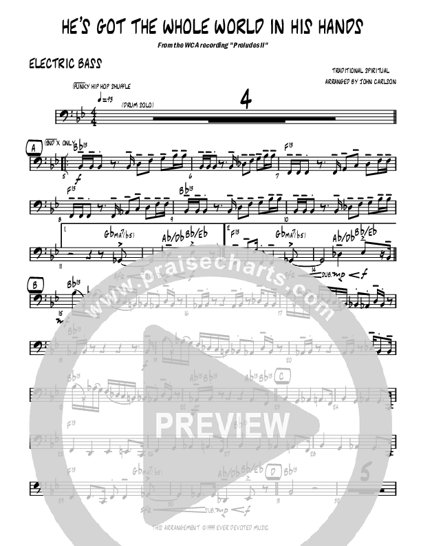 He's Got The Whole World (Instrumental) Bass Guitar (John Carlson)