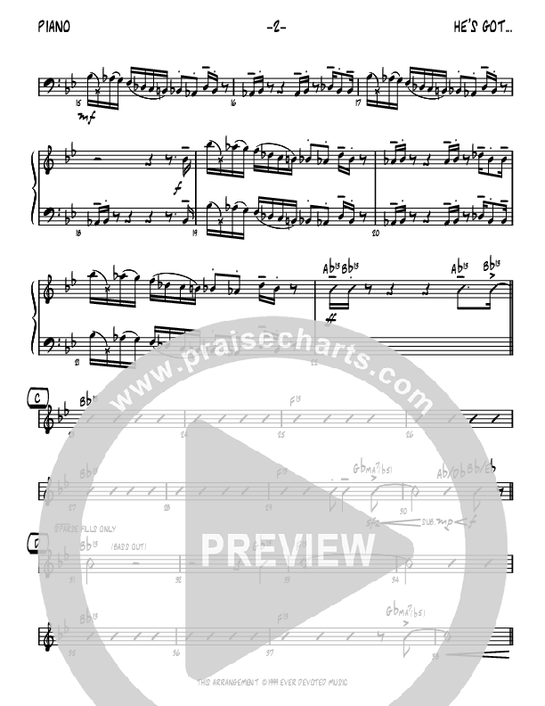 He's Got The Whole World (Instrumental) Piano Sheet (John Carlson)