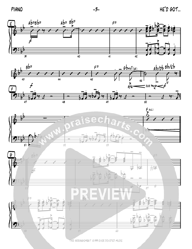 He's Got The Whole World (Instrumental) Piano Sheet (John Carlson)