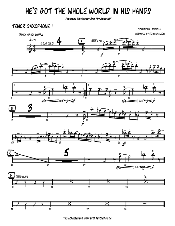 He's Got The Whole World (Instrumental) Tenor Sax 1/2 (John Carlson)