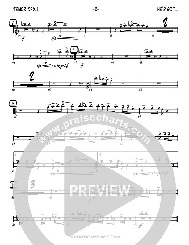 He's Got The Whole World (Instrumental) Tenor Sax 1/2 (John Carlson)