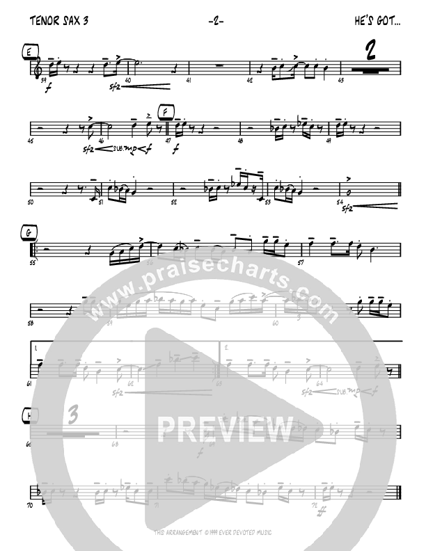 He's Got The Whole World (Instrumental) Tenor Sax 1 (John Carlson)