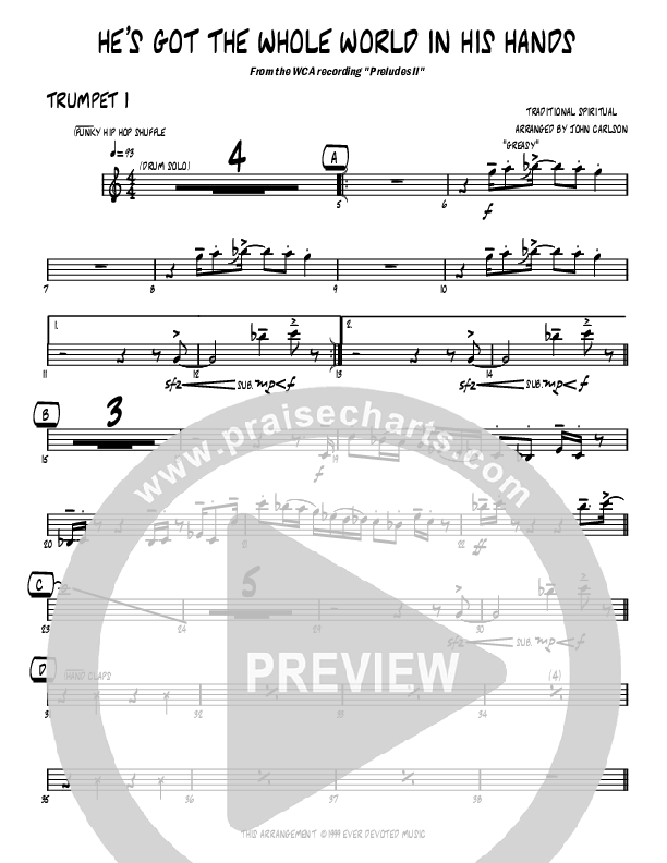 He's Got The Whole World (Instrumental) Trumpet 1 (John Carlson)