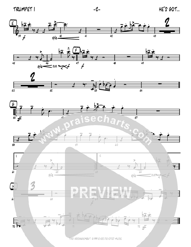 He's Got The Whole World (Instrumental) Trumpet 1 (John Carlson)