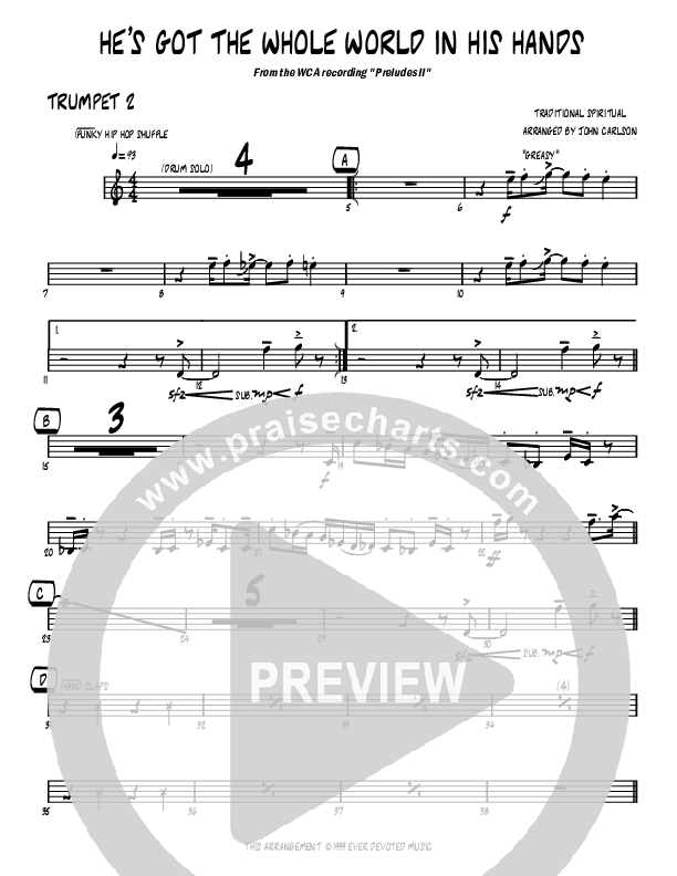He's Got The Whole World (Instrumental) Trumpet 2 (John Carlson)