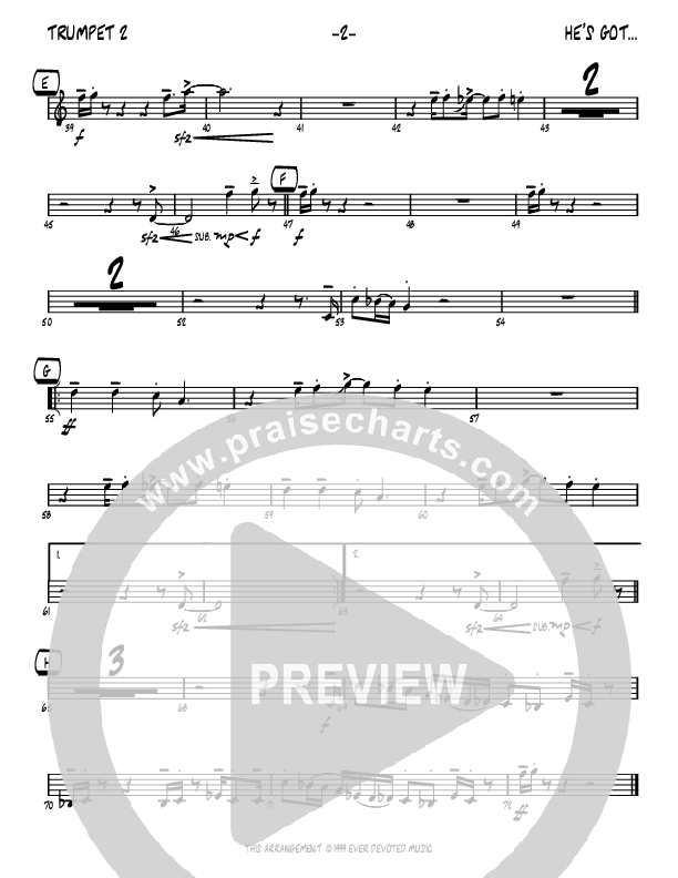 He's Got The Whole World (Instrumental) Trumpet 2 (John Carlson)