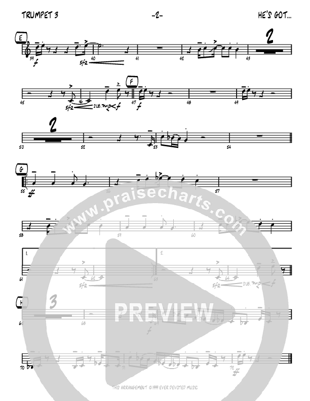 He's Got The Whole World (Instrumental) Trumpet 3 (John Carlson)