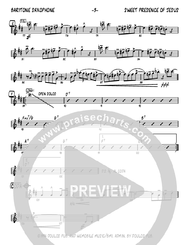 Sweet Presence Of Jesus (Instrumental) Bari Sax (John Carlson)