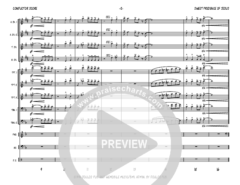 Sweet Presence Of Jesus (Instrumental) Conductor's Score (John Carlson)