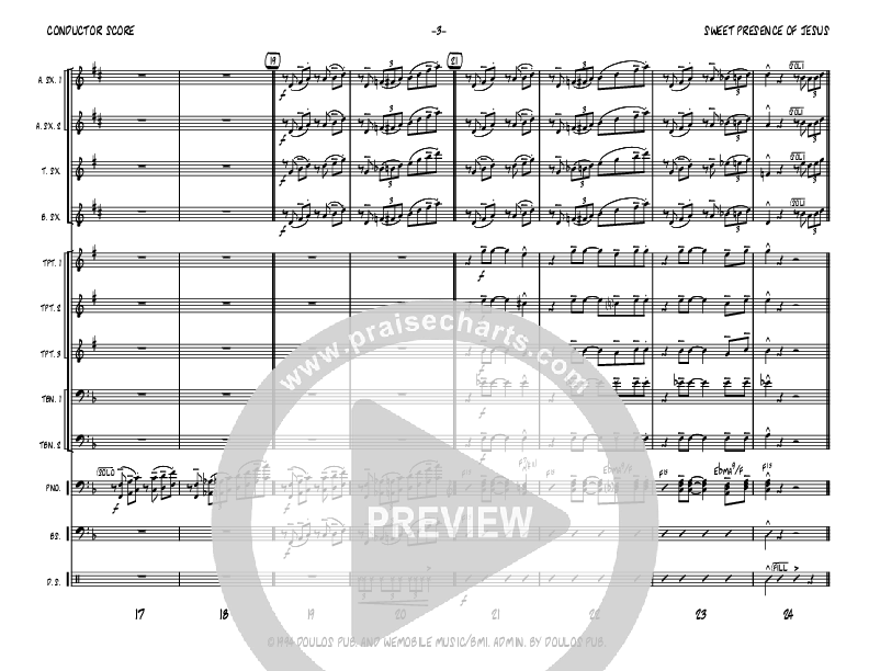 Sweet Presence Of Jesus (Instrumental) Conductor's Score (John Carlson)