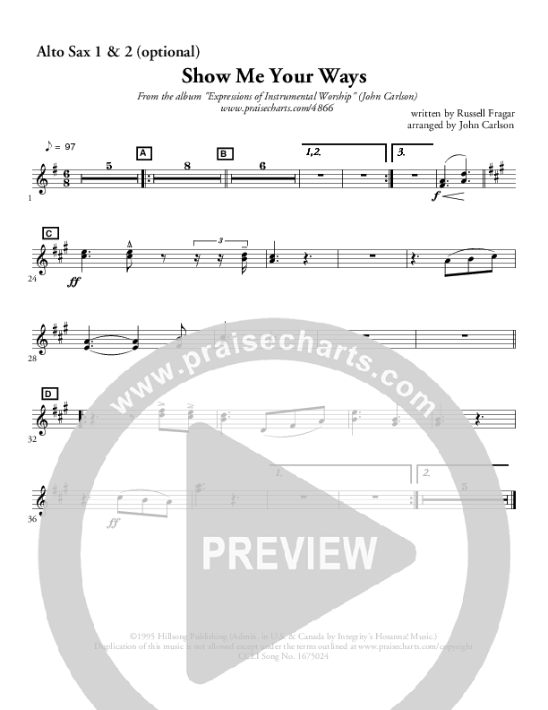 Show Me Your Ways (Instrumental) Alto Sax (John Carlson)