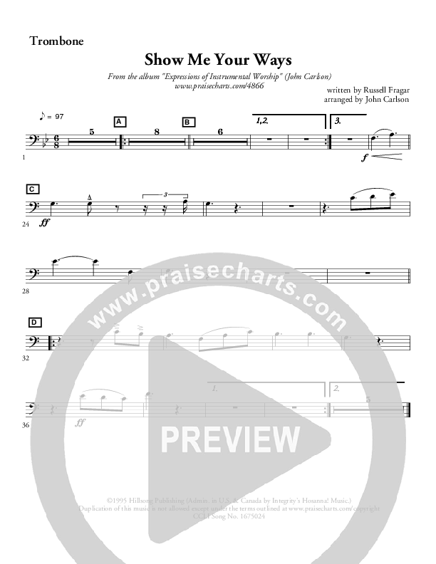 Show Me Your Ways (Instrumental) Trombone (John Carlson)