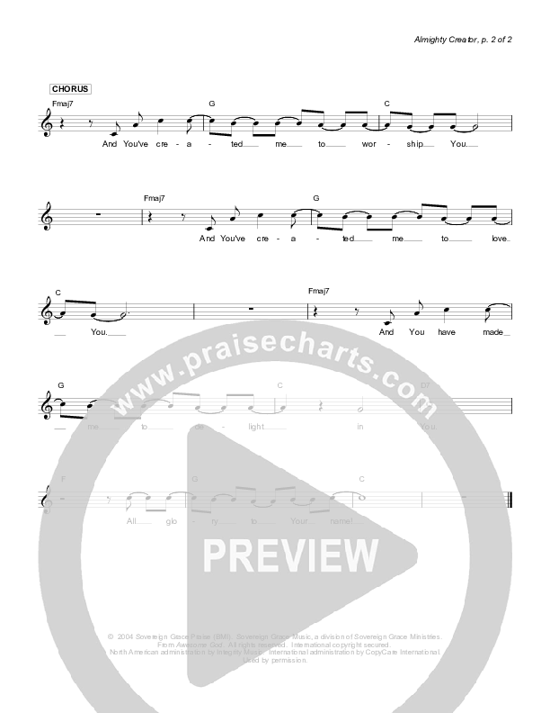 Almighty Creator Lead Sheet (Sovereign Grace)