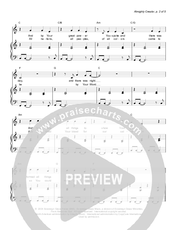 Almighty Creator Lead & Piano (Sovereign Grace)