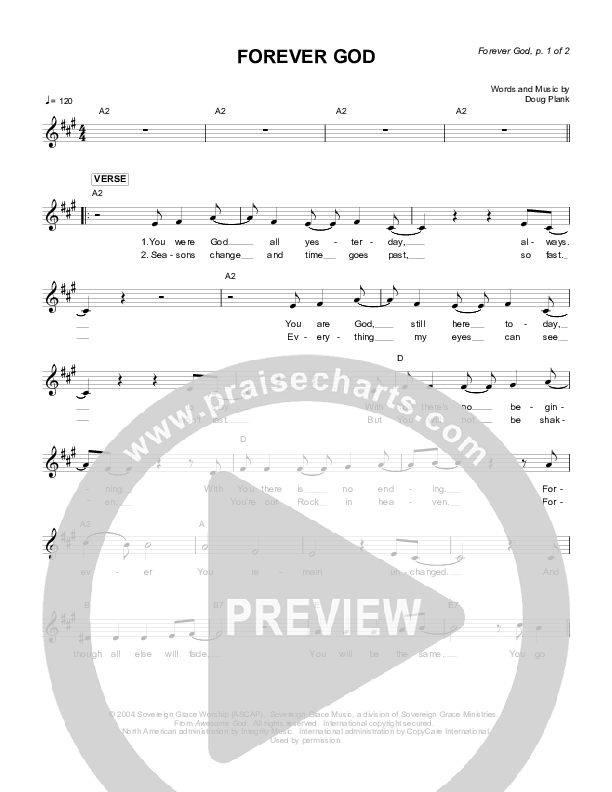 Forever God Lead Sheet (Sovereign Grace)