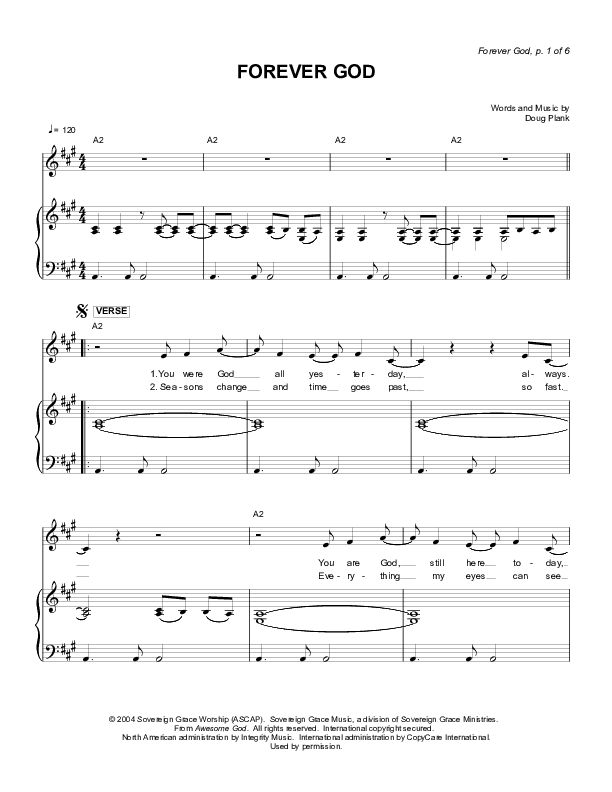 Forever God Lead & Piano (Sovereign Grace)