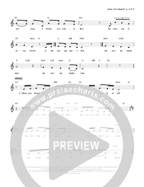 Have You Heard Lead Sheet (Sovereign Grace)