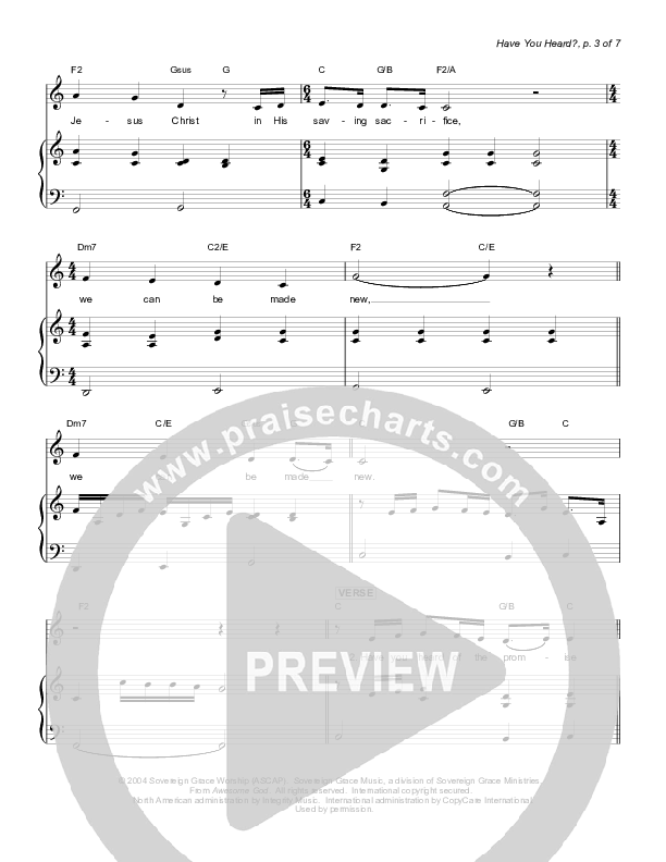 Have You Heard Lead & Piano (Sovereign Grace)