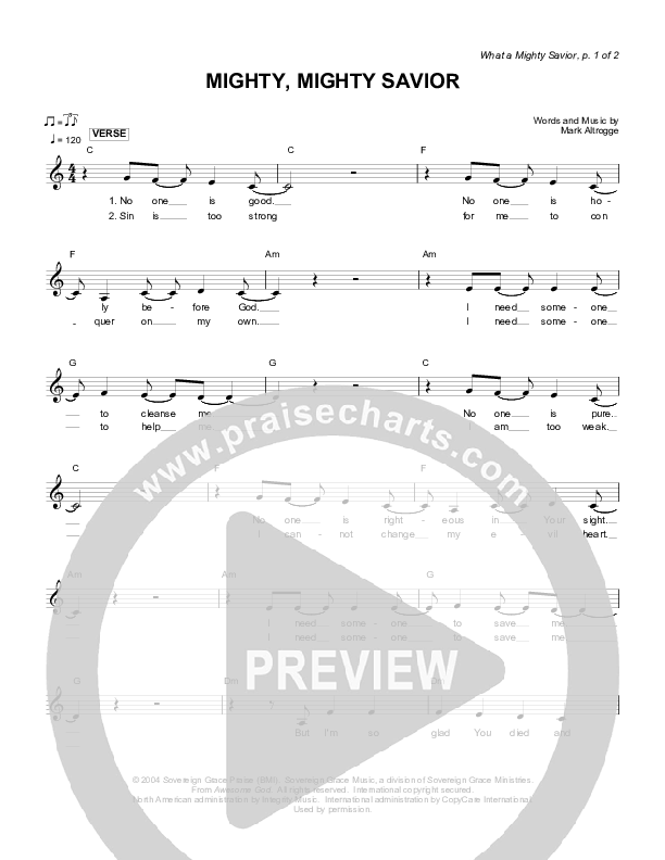 Mighty Mighty Savior Lead Sheet (Sovereign Grace)