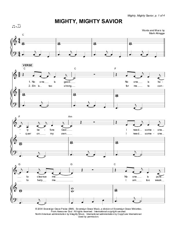 Mighty Mighty Savior Lead & Piano (Sovereign Grace)