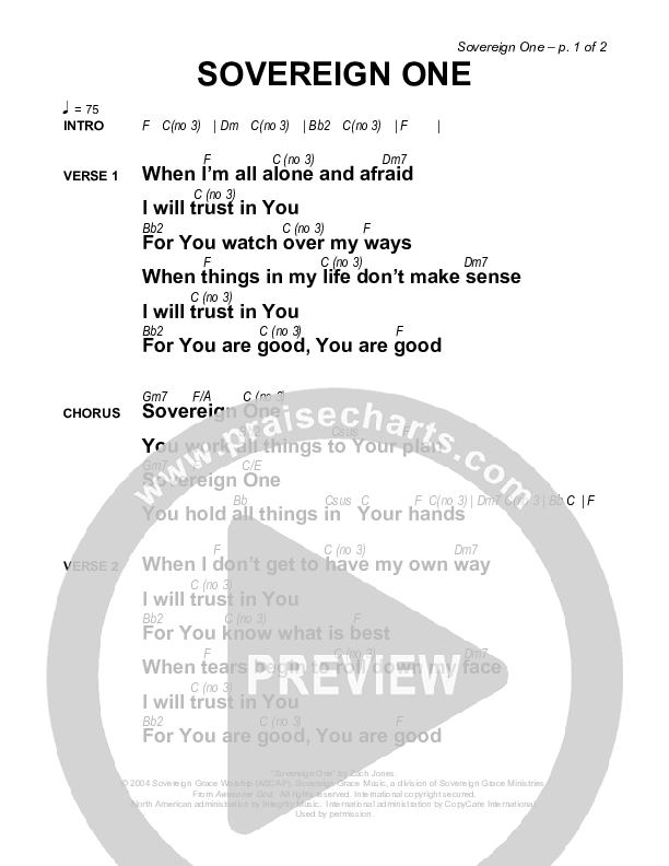 Sovereign One Chords & Lyrics (Sovereign Grace)