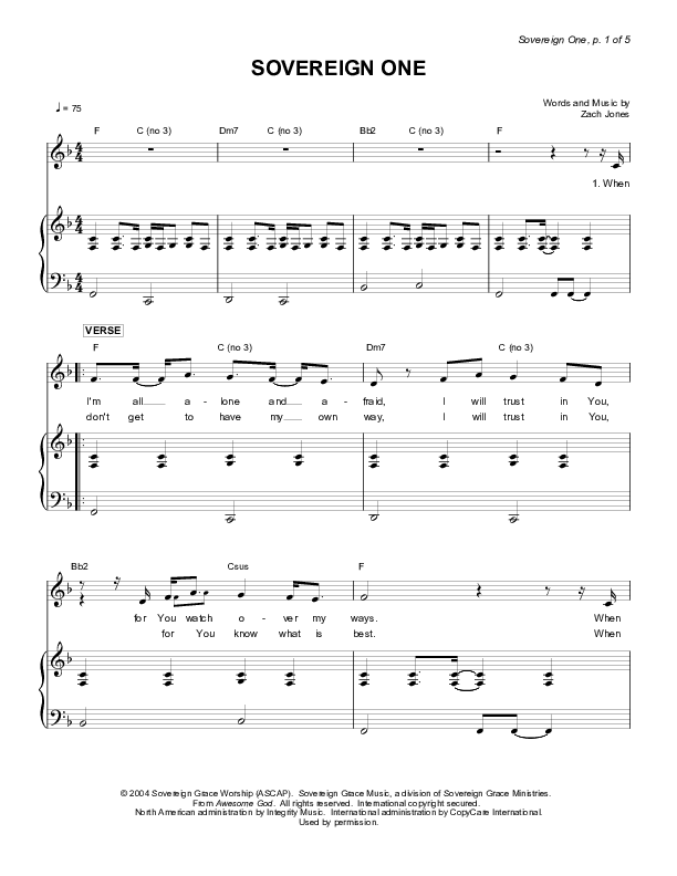 Sovereign One Lead & Piano (Sovereign Grace)