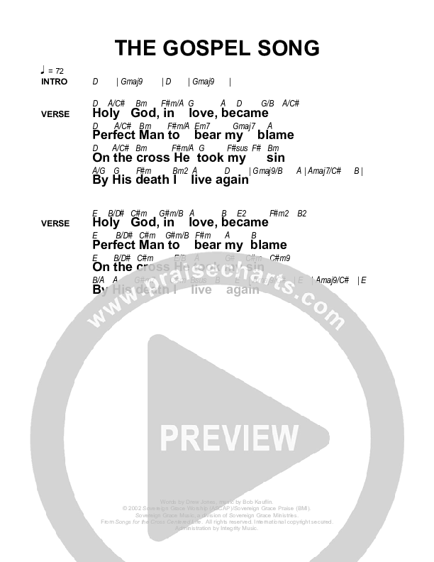 The Gospel Song Chords & Lyrics (Sovereign Grace)