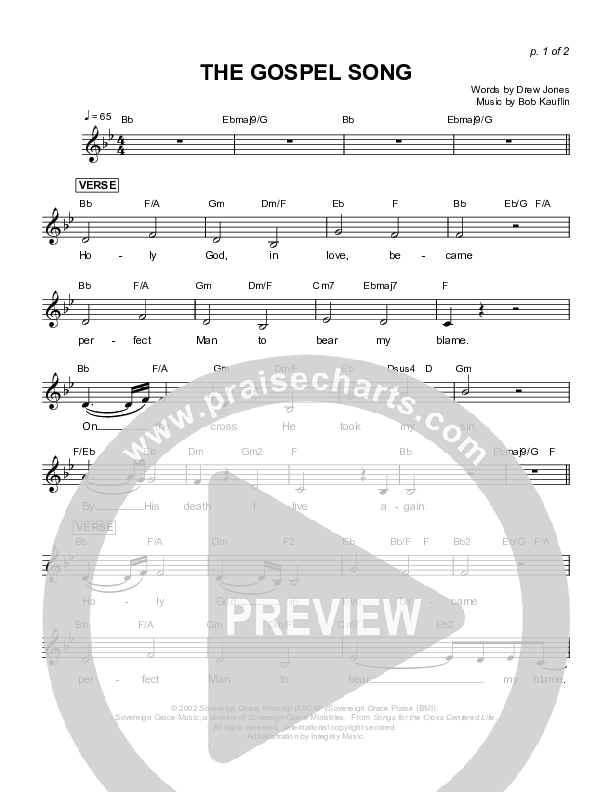 The Gospel Song Lead Sheet (Sovereign Grace)