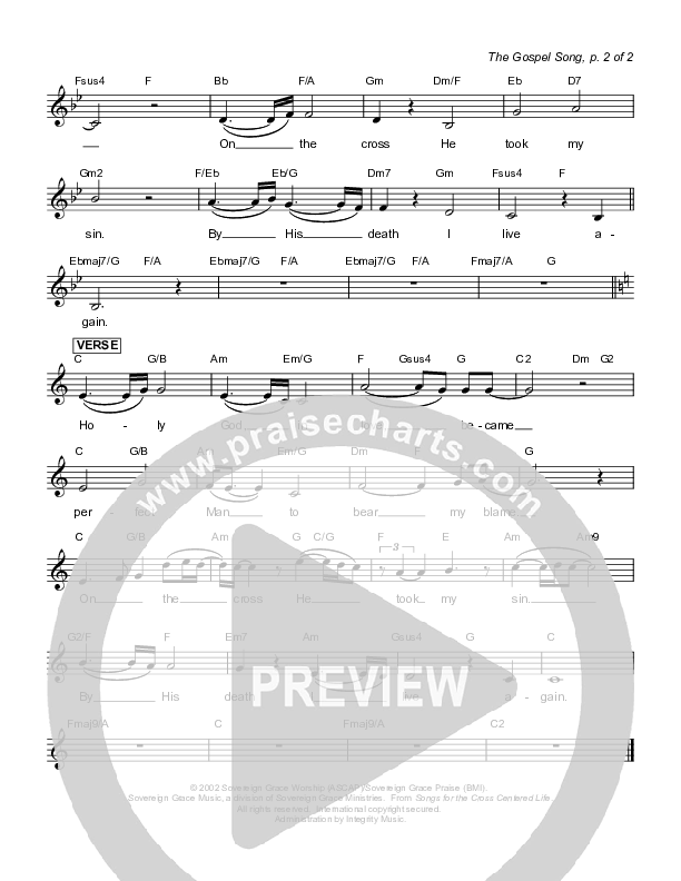 The Gospel Song Lead Sheet (Sovereign Grace)