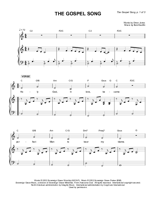 The Gospel Song Piano/Vocal (Sovereign Grace)