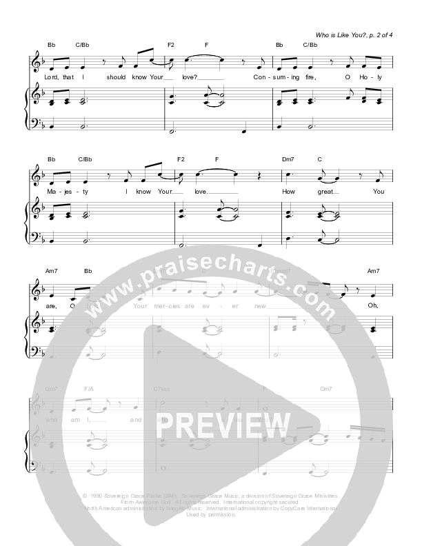 Who Is Like You Lead & Piano (Sovereign Grace)