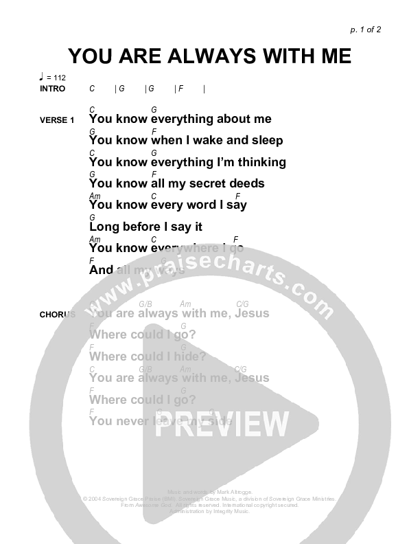 You Are Always With Me Chords & Lyrics (Sovereign Grace)