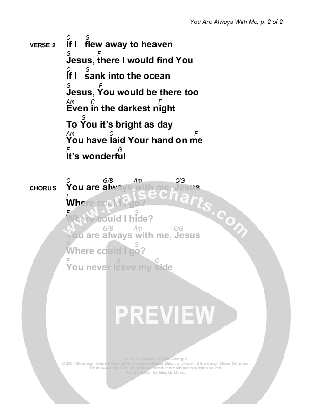 You Are Always With Me Chords & Lyrics (Sovereign Grace)