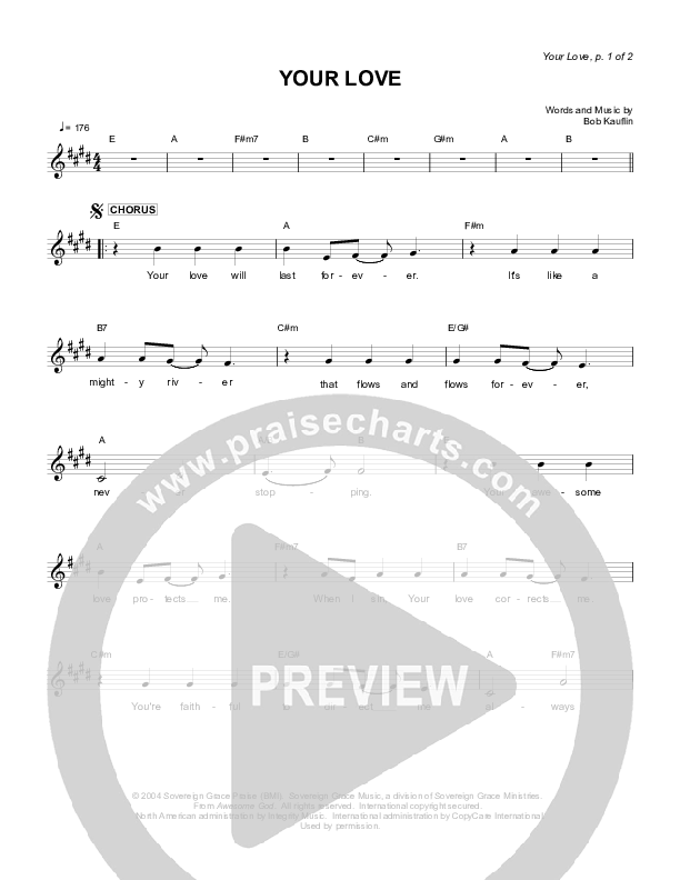 Your Love Lead Sheet (Sovereign Grace)