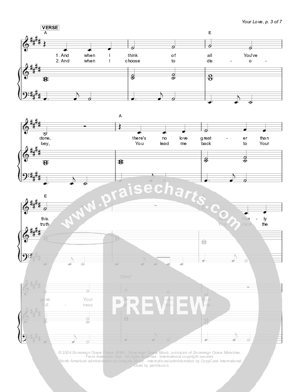 Your Love Lead & Piano (Sovereign Grace)