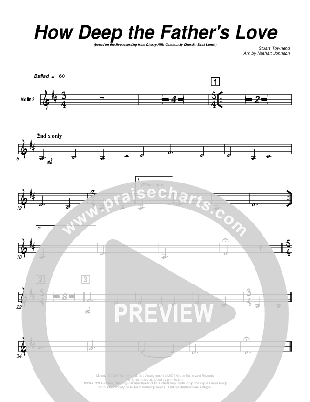 How Deep The Father's Love For Us Violin 2 (Cherry Hills Community Church)