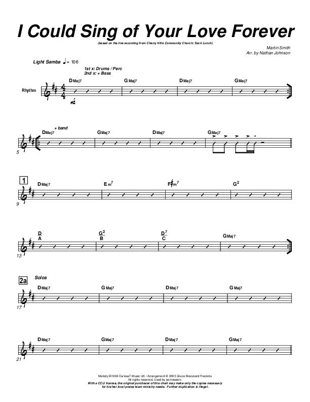 I Could Sing Of Your Love Forever Rhythm Chart (Cherry Hills Community Church)