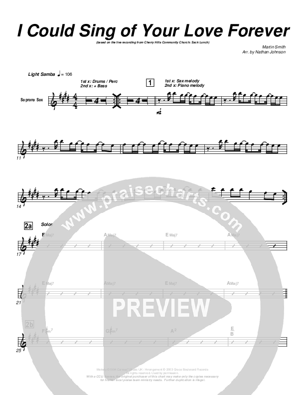 I Could Sing Of Your Love Forever Soprano Sax (Cherry Hills Community Church)