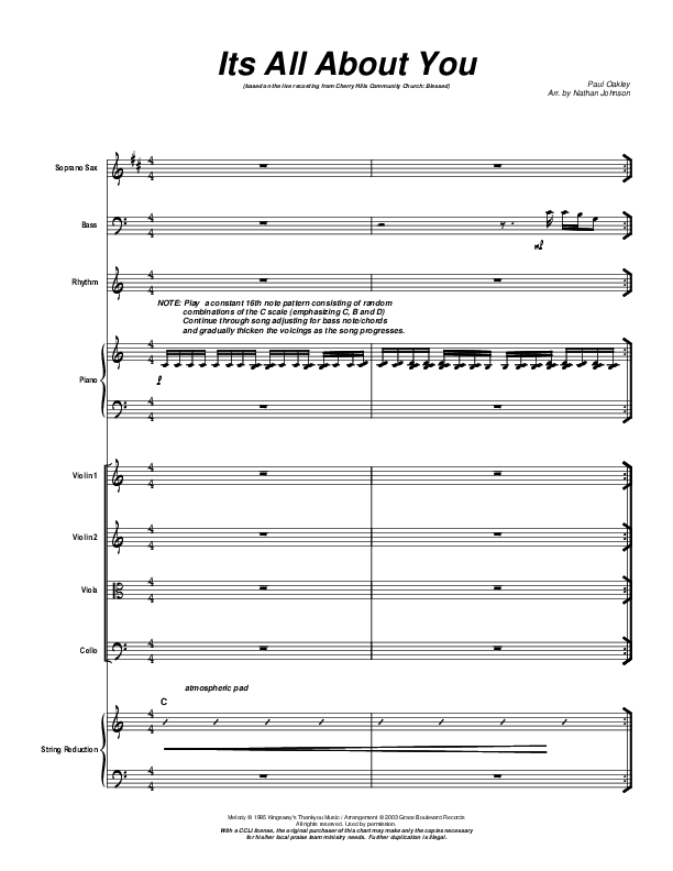 It's All About You Orchestration (Cherry Hills Community Church)