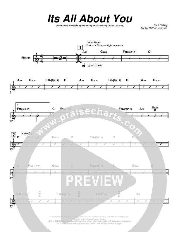 It's All About You Rhythm Chart (Cherry Hills Community Church)