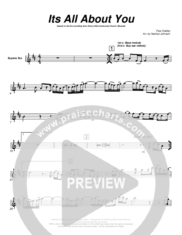 It's All About You Soprano Sax (Cherry Hills Community Church)