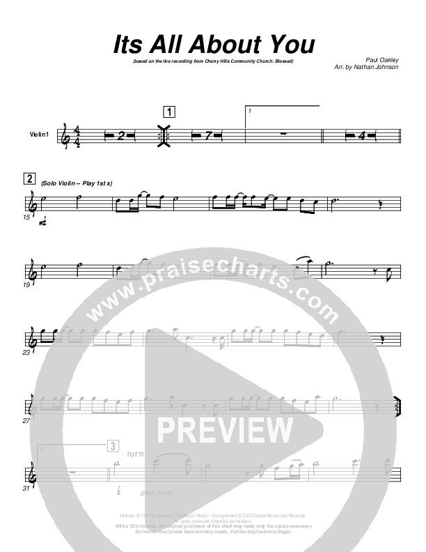 It's All About You Violin 1 (Cherry Hills Community Church)