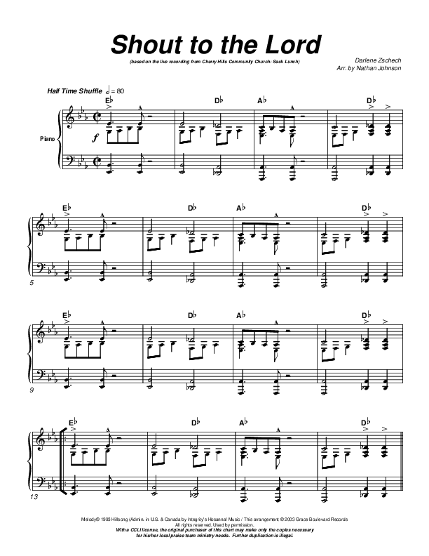 Shout To The Lord Piano Sheet (Cherry Hills Community Church)