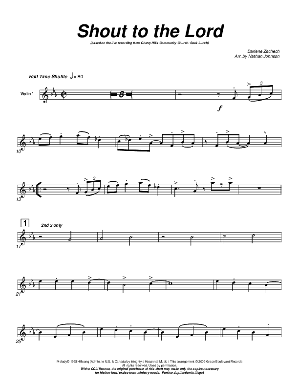 Shout To The Lord Violin 1 (Cherry Hills Community Church)