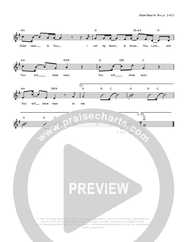 Draw Near To You Lead Sheet (Sovereign Grace)